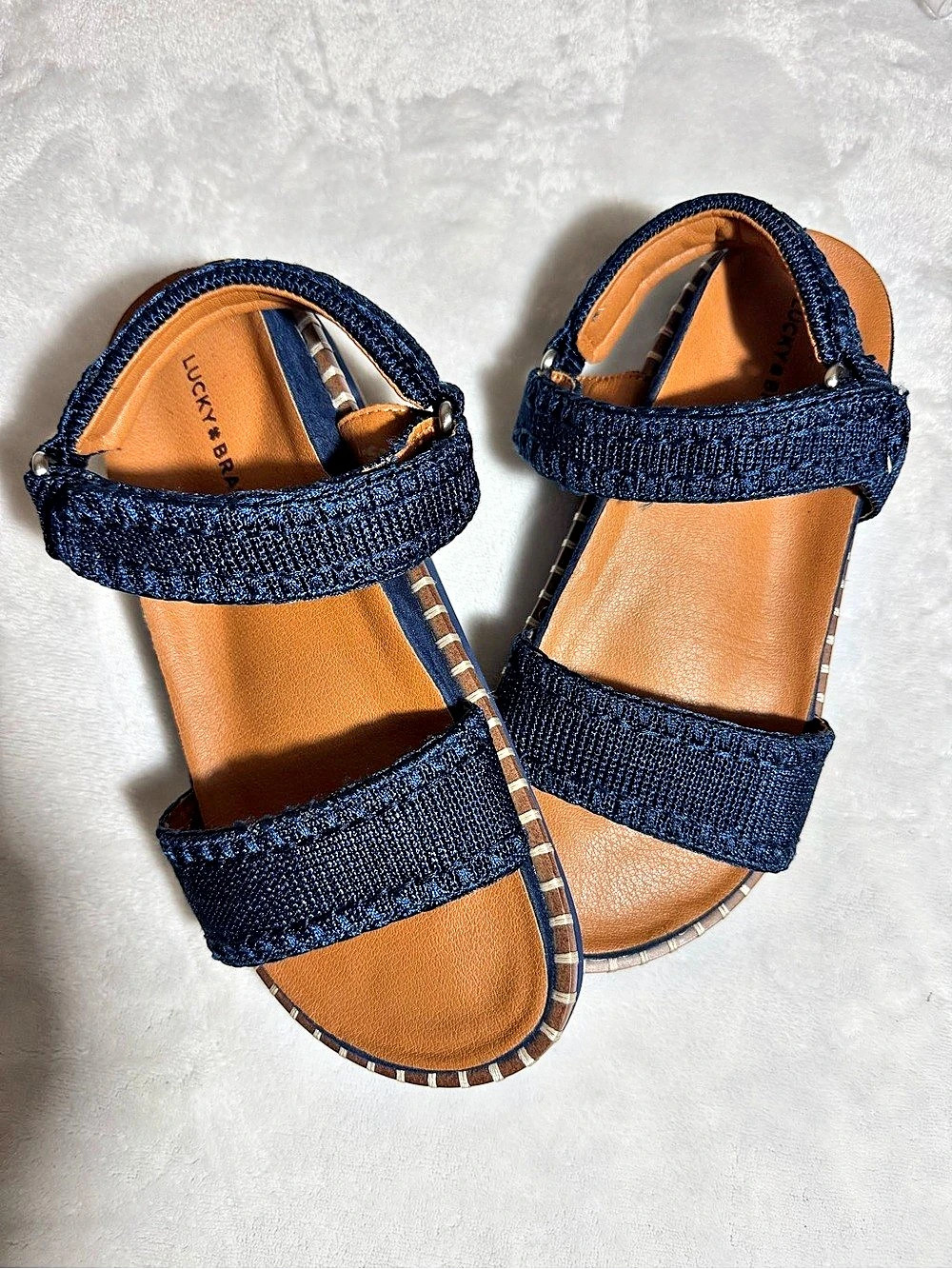 Lucky Brand Ullaniah Platform Ankle Strap Sandal Blue & Brown
